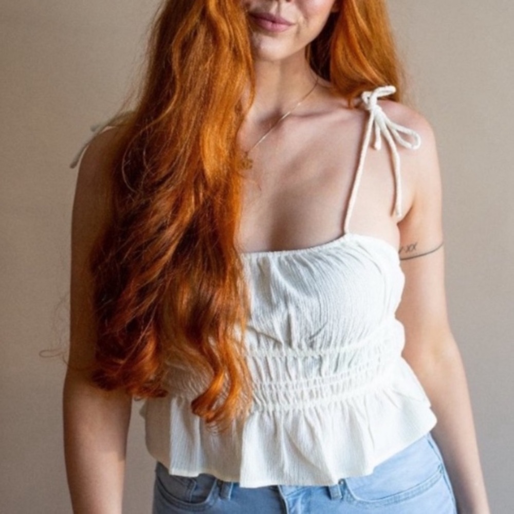 New Tiered Ivory White Romance Boho Festival Top